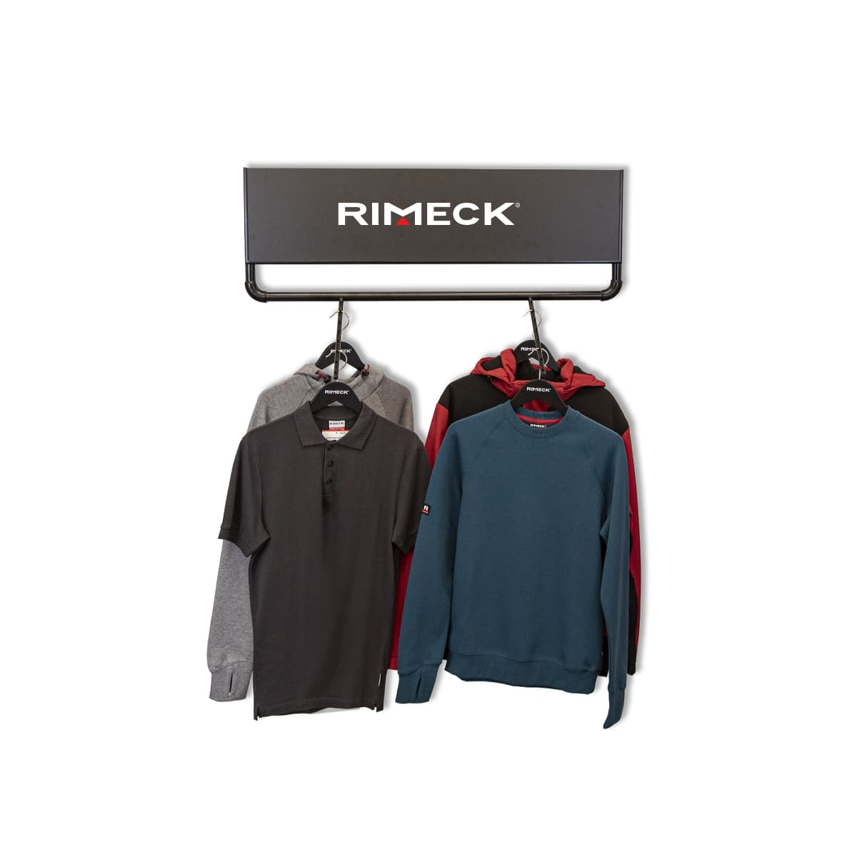 Stojan nástěnný RIMECK v barvě černá — Složené
